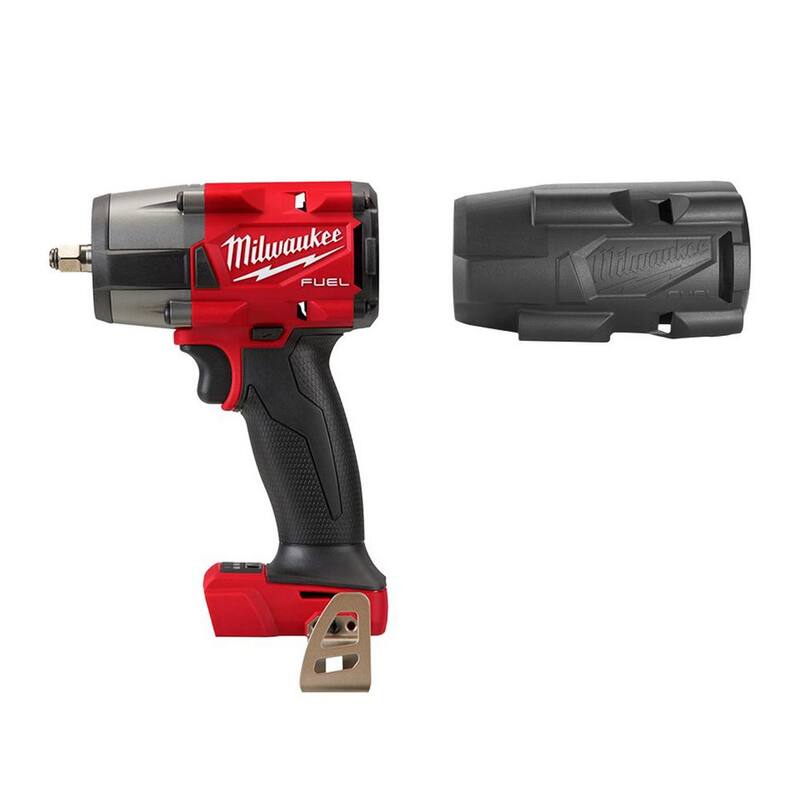 Llave de impacto inalámbrica Milwaukee M18 FUEL 18V de iones de litio de torsión media sin escobillas de 3/8 pulgadas con anillo de fricción, bota protectora - 2960-20-49-16-2960