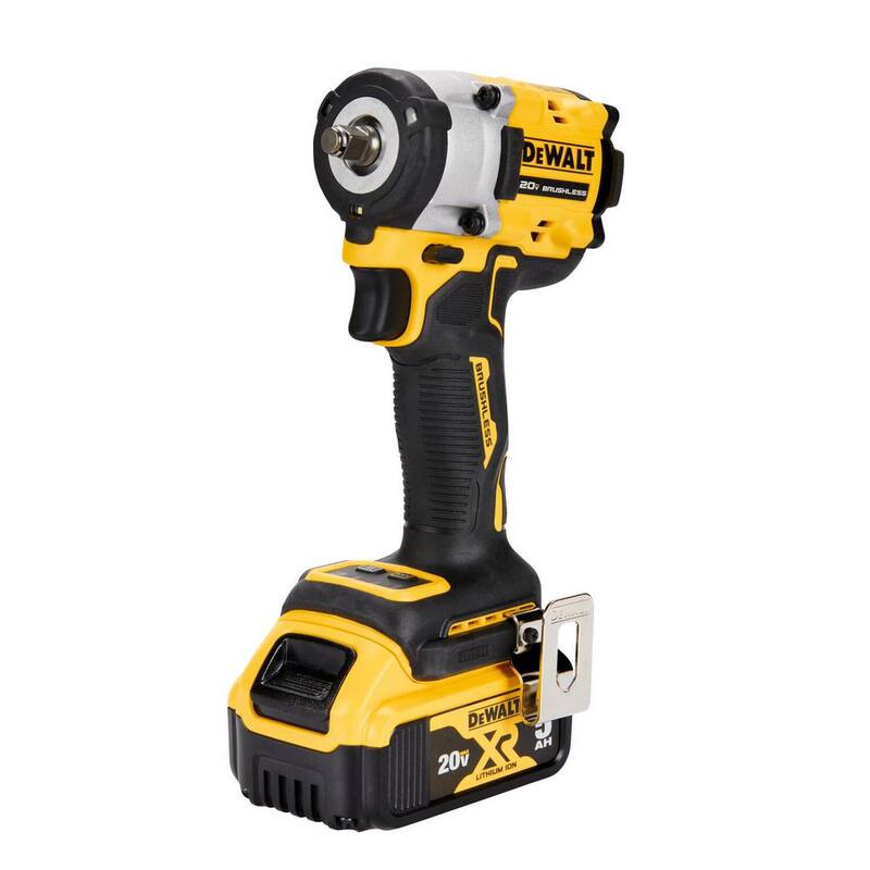 Juego de llave de impacto inalámbrica sin escobillas DEWALT ATOMIC 20V MAX de ion de litio de 3/8 pulg. con anillo de retención tipo HOG y (2) baterías de 20V 5Ah - DCF923P2