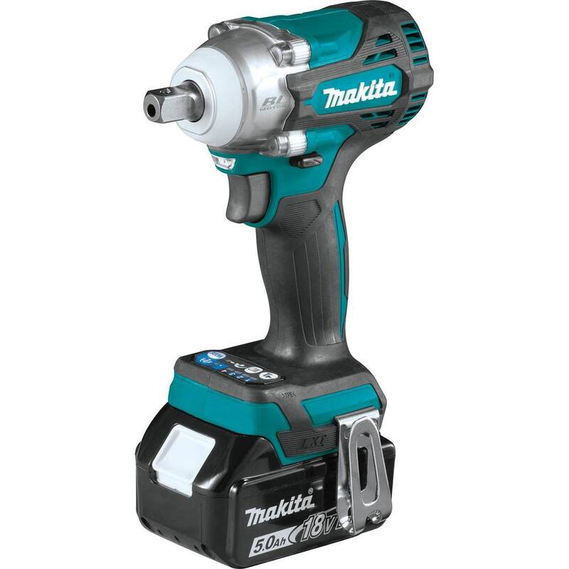 Kit de llave de impacto inalámbrica sin escobillas de 4 velocidades de 1/2 pulg. sq. Drive de 18V LXT de iones de litio de Makita con yunque de detención (5.0Ah) - XWT15T