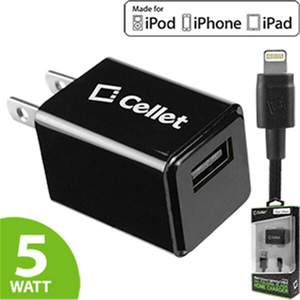 Cellet 5 Watt With Folding Blades Single Port Home Charger - Black - TCAPP8F12BK