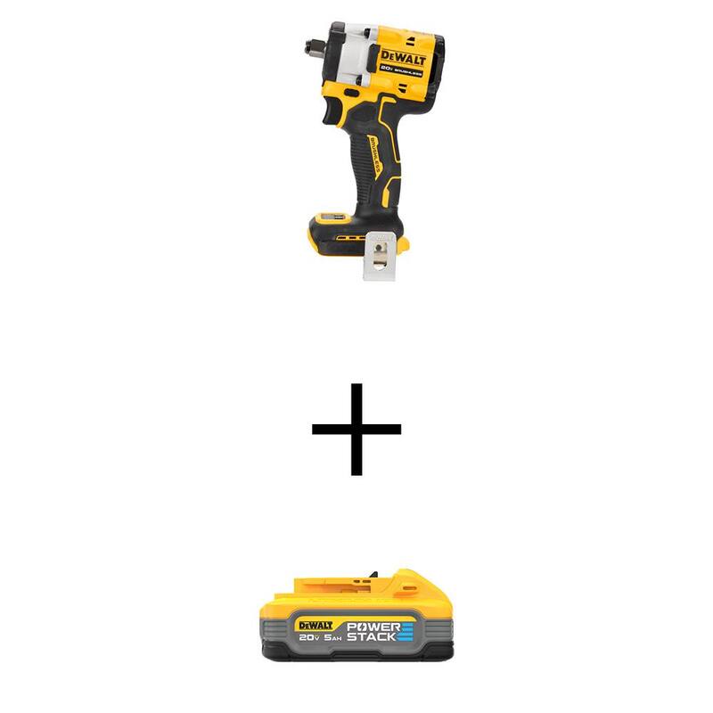 DEWALT Atomic 20V Max Llave de Impacto Inalámbrica sin Escobillas de 1/2 pulgadas con Velocidad Variable con Batería Powerstack 20V de Iones de Litio de 5Ah - DCF921BWDCBP520