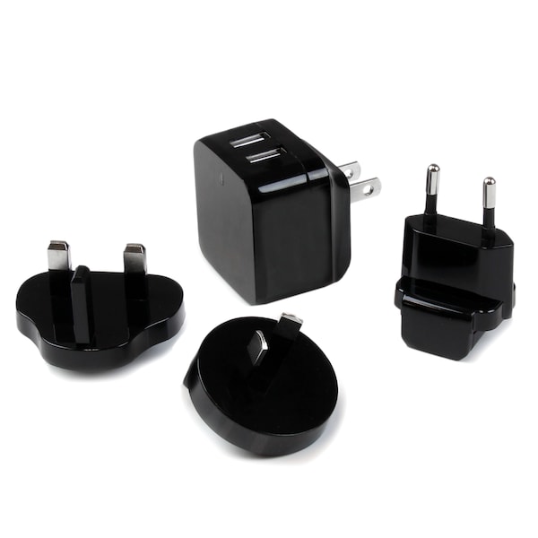 Startech.Com 2 port USB Travel Wall Charger 17W / 3.4A - 110V/220V - USB2PACBK