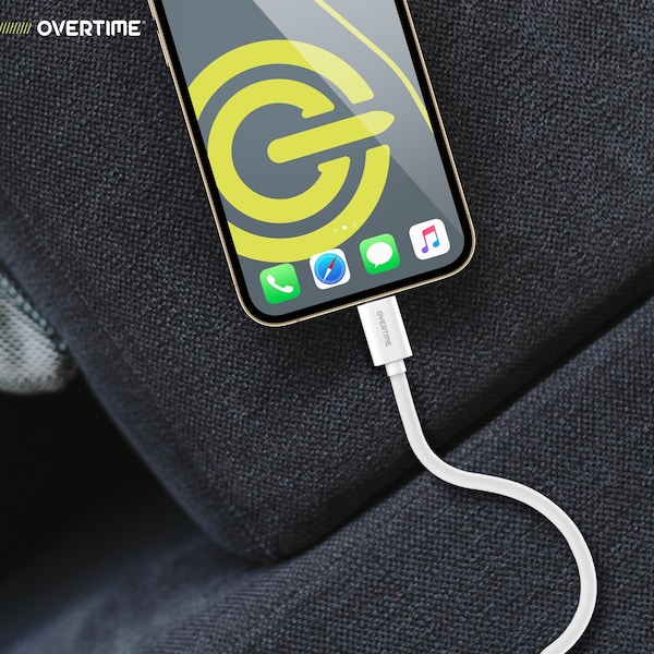 Overtime iOS Compatible Charger Set of 3, 10ft USB-C Charging Cord, White - OTDCUSBCTC10WHX3