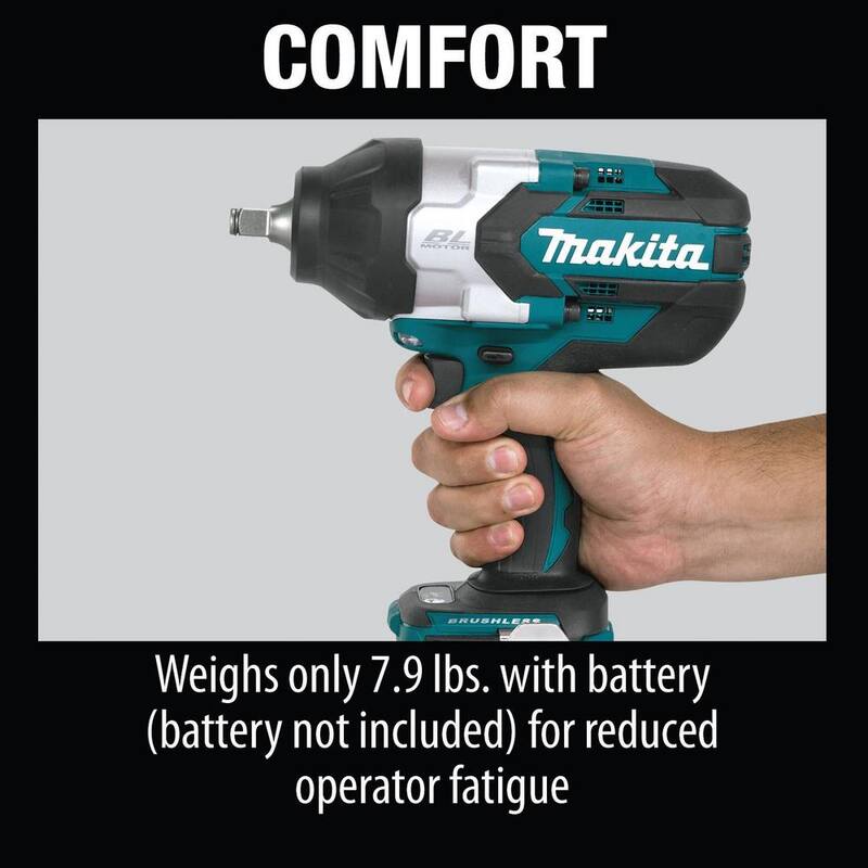 Llave de impacto sin escobillas Makita 18V LXT de alto torque sin cable de ion de litio de 1/2 pulgada (solo herramienta) - XWT08XVZ