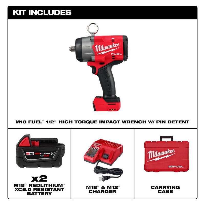 Milwaukee M18 FUEL18-Volt Lithium-Ion Brushless Cordless High Torque 1/2 in. Impact Wrench with Pin Detent Kit - 2966-22

Llave de Impacto sin Escobillas de Alto Torque de 1/2 pulgadas con Pasador de Retención - 2966-22
