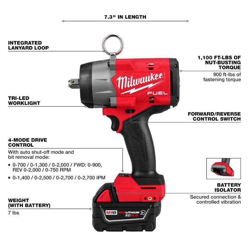 Milwaukee M18 FUEL18-Volt Lithium-Ion Brushless Cordless High Torque 1/2 in. Impact Wrench with Pin Detent Kit - 2966-22

Llave de Impacto sin Escobillas de Alto Torque de 1/2 pulgadas con Pasador de Retención - 2966-22
