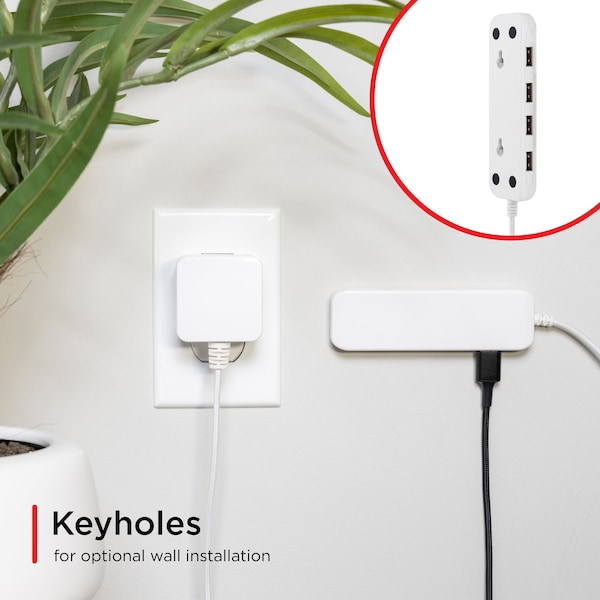 Ge GE UltraPro 4 USB Power Strip with 6 Ft. Braided Cord, white - 44139-T1