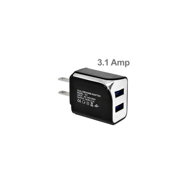 Swe-Tech 3C 2 Port USB Wall Travel Charger, 2 USB A Charging Ports, 3.1 Amps total, Black - FWT90W1-30320BK