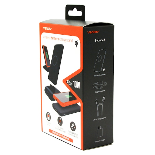 Ventev Wireless Battery Charge Stand 10W 10,000 mAh, Black - WLSBATTSTNDVNV