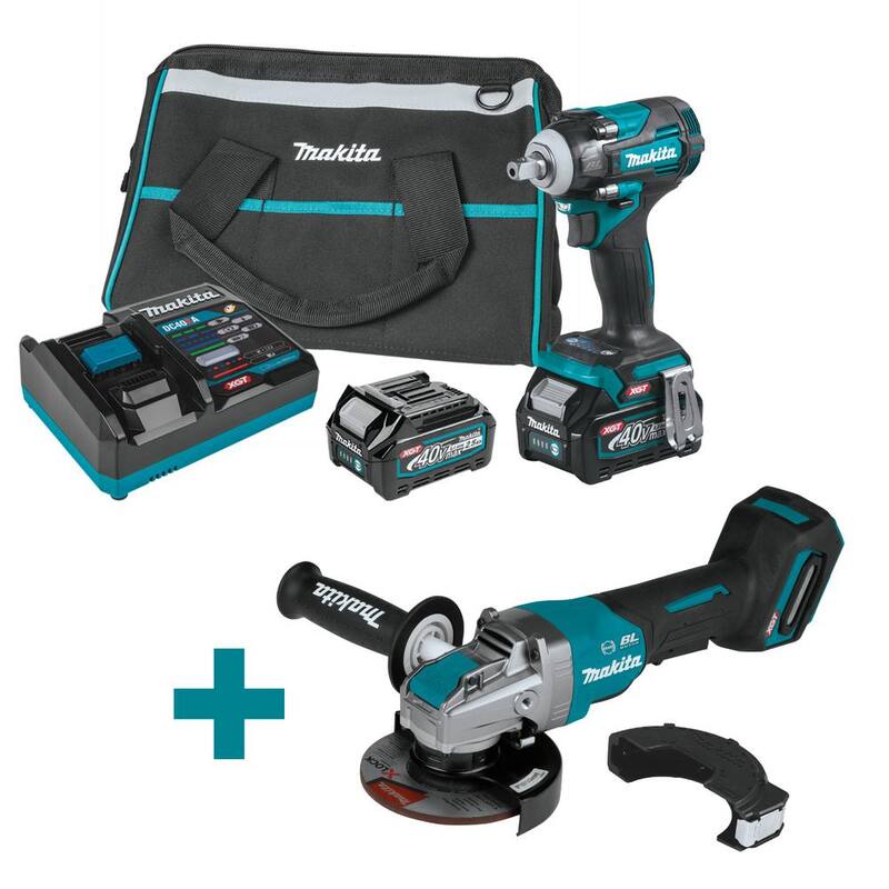 Juego de Llave de Impacto Inalámbrica Brushless de 4 Velocidades de 1/2 pulg. Makita de 40 V máx. XGT, 2.5Ah con Amoladora Angular Brushless de 5 pulg. - GWT05D-GAG13Z