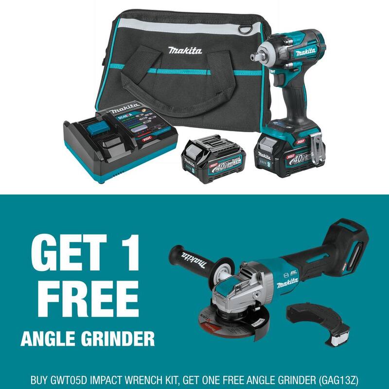 Juego de Llave de Impacto Inalámbrica Brushless de 4 Velocidades de 1/2 pulg. Makita de 40 V máx. XGT, 2.5Ah con Amoladora Angular Brushless de 5 pulg. - GWT05D-GAG13Z