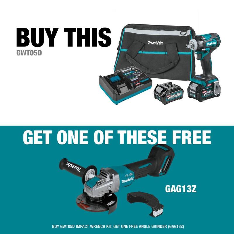 Juego de Llave de Impacto Inalámbrica Brushless de 4 Velocidades de 1/2 pulg. Makita de 40 V máx. XGT, 2.5Ah con Amoladora Angular Brushless de 5 pulg. - GWT05D-GAG13Z