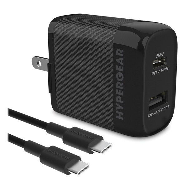 Hypergear SpeedBoost 25-Watt PD Dual-Output USB-C Wall Charger Kit - 15626