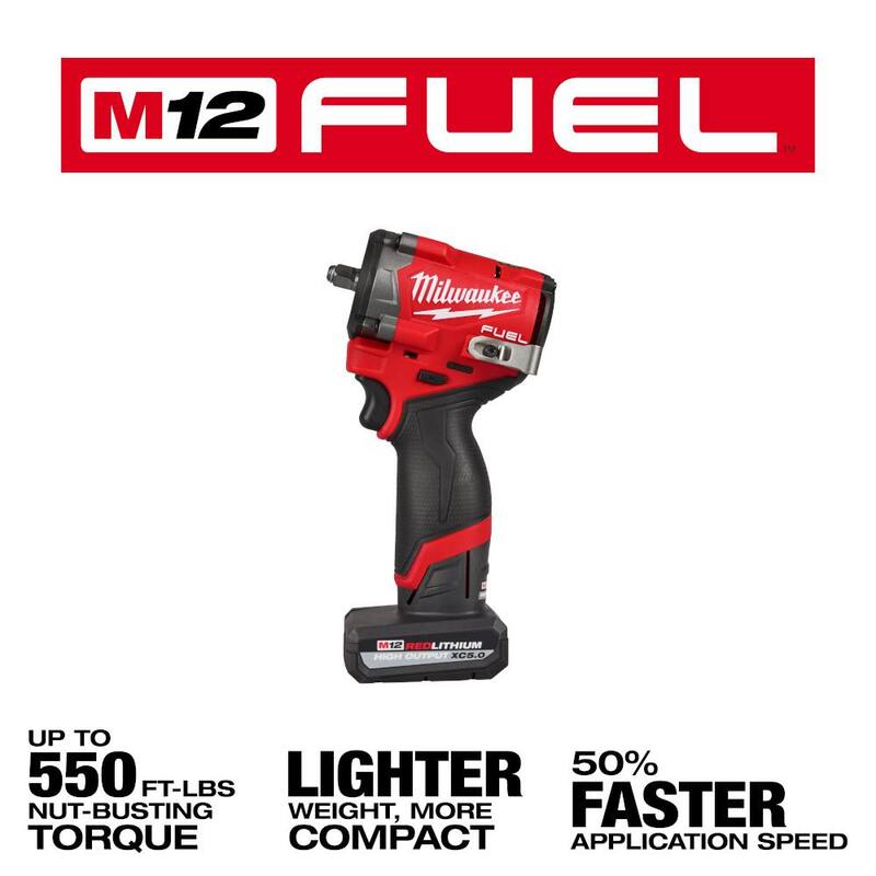 Juego de llave de impacto inalámbrica Milwaukee M12 FUEL 12V de 3/8 pulg con motor sin escobillas de iones de litio, acompañado de llave de trinquete M12 de 3/8 pulg (2 herramientas) - 2562-21-2457-20