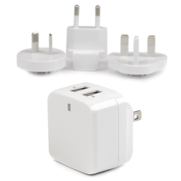 Startech.Com White 2 port USB Travel Wall Charger 17W / 3.4A - 110V/220V - USB2PACWH