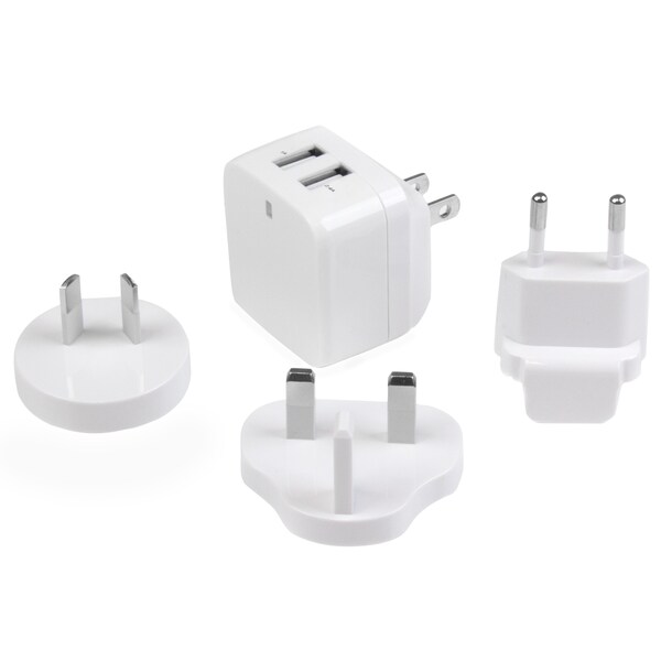 Startech.Com White 2 port USB Travel Wall Charger 17W / 3.4A - 110V/220V - USB2PACWH