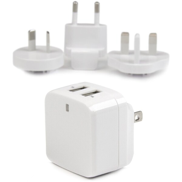Startech.Com White 2 port USB Travel Wall Charger 17W / 3.4A - 110V/220V - USB2PACWH