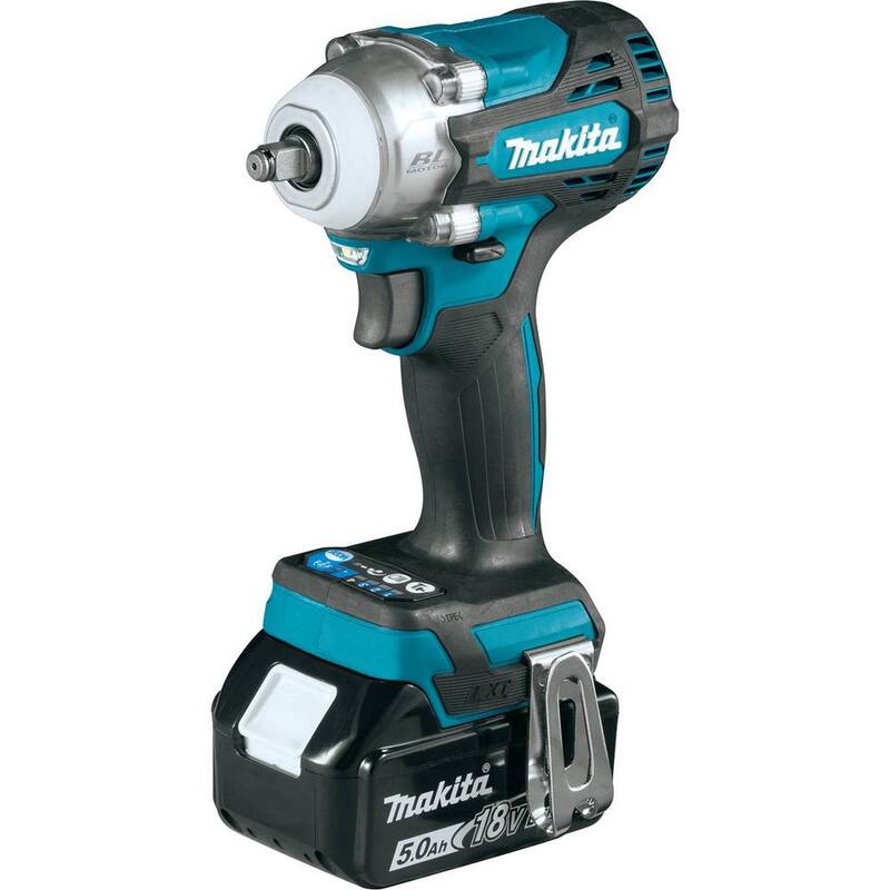 Juego de llave de impacto inalámbrica sin escobillas con batería de iones de litio de 18V LXT de Makita de 4 velocidades y 3/8 in. con anillo de fricción, 5.0Ah - XWT16T