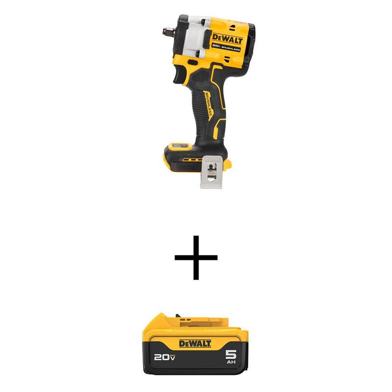 Llave de Impacto Inalámbrica DEWALT ATOMIC 20V MAX 3/8 pulg. y Batería de Iones de Litio Premium 20V MAX 5.0Ah - DCF923BWDCB205