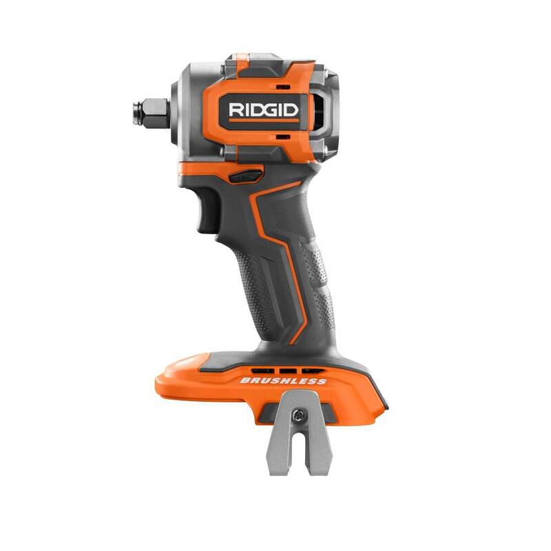 Juego de Llave de Impacto Inalámbrica RIDGID 18V SubCompact Brushless de 1/2 pulgadas con Batería de 2.0 Ah, Cargador de 18V y Bolsa - R87208K