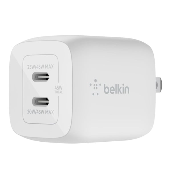 Fasttrack 45 watt Dual USB-C GaN Wall Charger with PPS - White - FA3764711