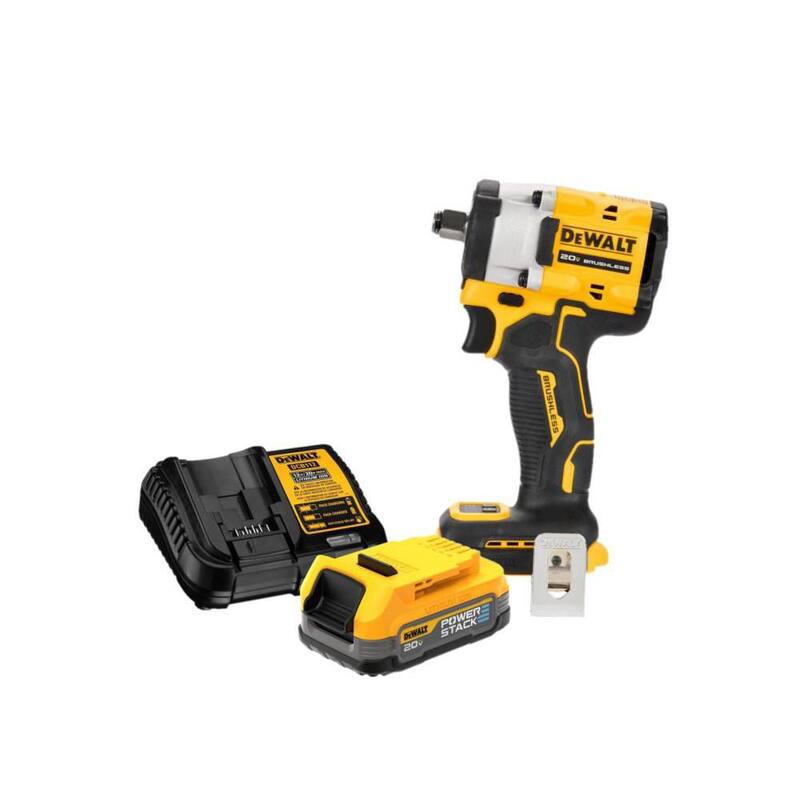 Llave de impacto inalámbrica DEWALT 20V 1/2" y Kit de inicio de batería compacta POWERSTACK de 20V MAX - DCF921BWP034C