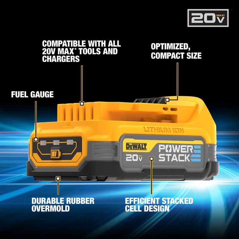 Llave de impacto inalámbrica DEWALT 20V 1/2" y Kit de inicio de batería compacta POWERSTACK de 20V MAX - DCF921BWP034C
