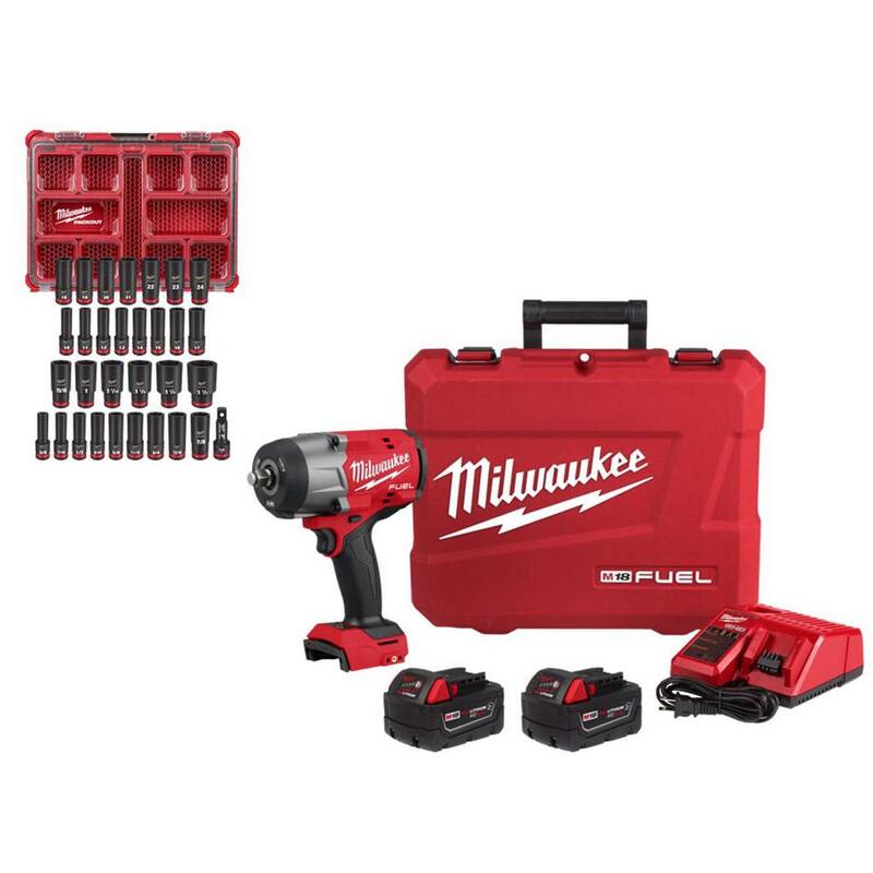 Milwaukee M18 FUEL 18V Lithium-Ion Brushless Cordless 1/2 in. High-Torque Impact Wrench Combo Kit w/PACKOUT Impact Socket Set - 2967-22-49-66-6806

Kit combo de llave de impacto inalámbrica de alto torque de 1/2 pulgadas Milwaukee M18 FUEL 18V de iones de litio sin escobillas con juego de llaves de impacto PACKOUT - 2967-22-49-66-6806