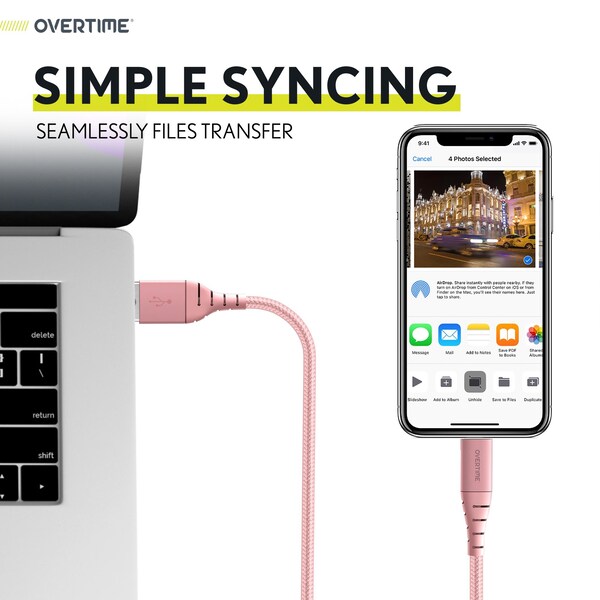 Overtime iOS Compatible Lightning Charger Set of 3, 6ft iPhone Charger Cable, USB to Lightning Cable, White - OTDCIP6BRGX3