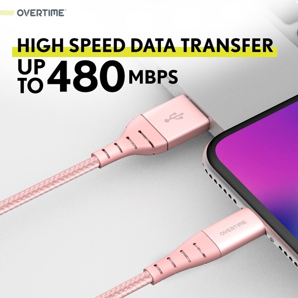 Overtime iOS Compatible Lightning Charger Set of 3, 6ft iPhone Charger Cable, USB to Lightning Cable, White - OTDCIP6BRGX3