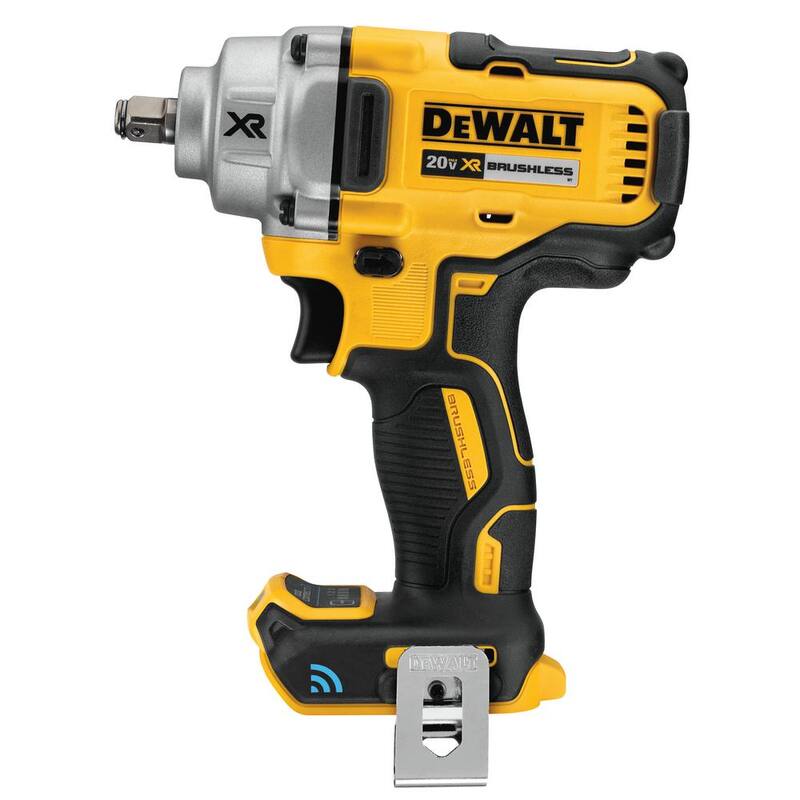 Llave de impacto inalámbrica de rango medio DEWALT 20V MAX XR con motor sin escobillas de 1/2 pulgada y yunque de anillo de retención de cerdo con conexión de herramientas (solo herramienta) - DCF896HB