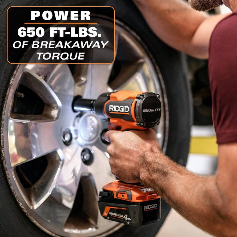 RIDGID Kit de Llave de Impacto de Medio Torque sin escobillas de 18V de 4 Modos de 1/2 pulgadas con Enganche de Pasador (Herramienta Únicamente) - R86012PDB