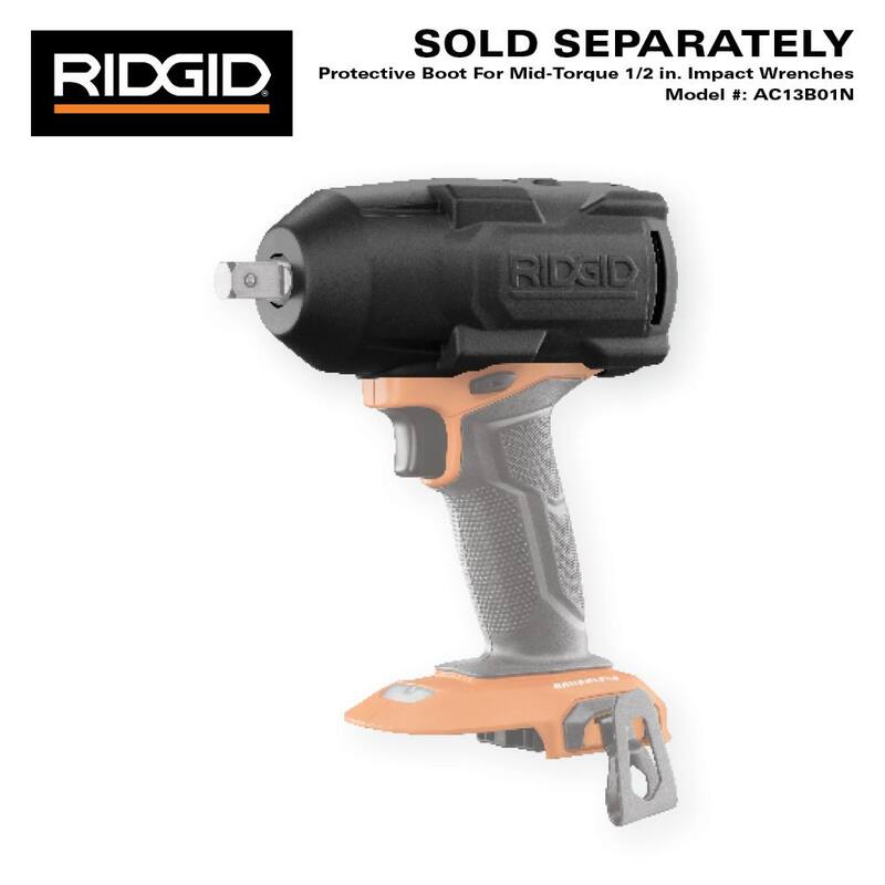 RIDGID Kit de Llave de Impacto de Medio Torque sin escobillas de 18V de 4 Modos de 1/2 pulgadas con Enganche de Pasador (Herramienta Únicamente) - R86012PDB