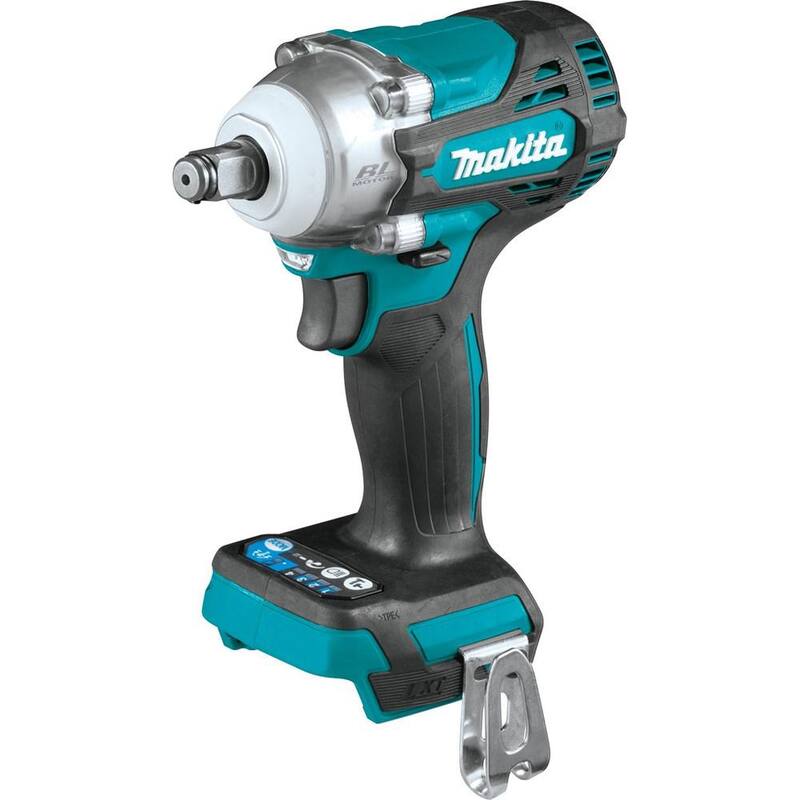 Llave de impacto inalámbrica sin escobillas Makita 18V LXT de 1/2 pulgadas con anillo de fricción en la mordaza, herramienta solamente con juego de enchufes de impacto de 1/2 pulgadas - XWT14Z-A-96372