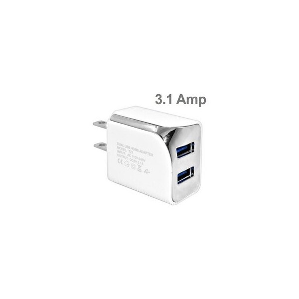 Swe-Tech 3C 2 Port USB Wall Travel Charger, 2 USB A Charging Ports, 3.1 Amps total, White - FWT90W1-30320WH