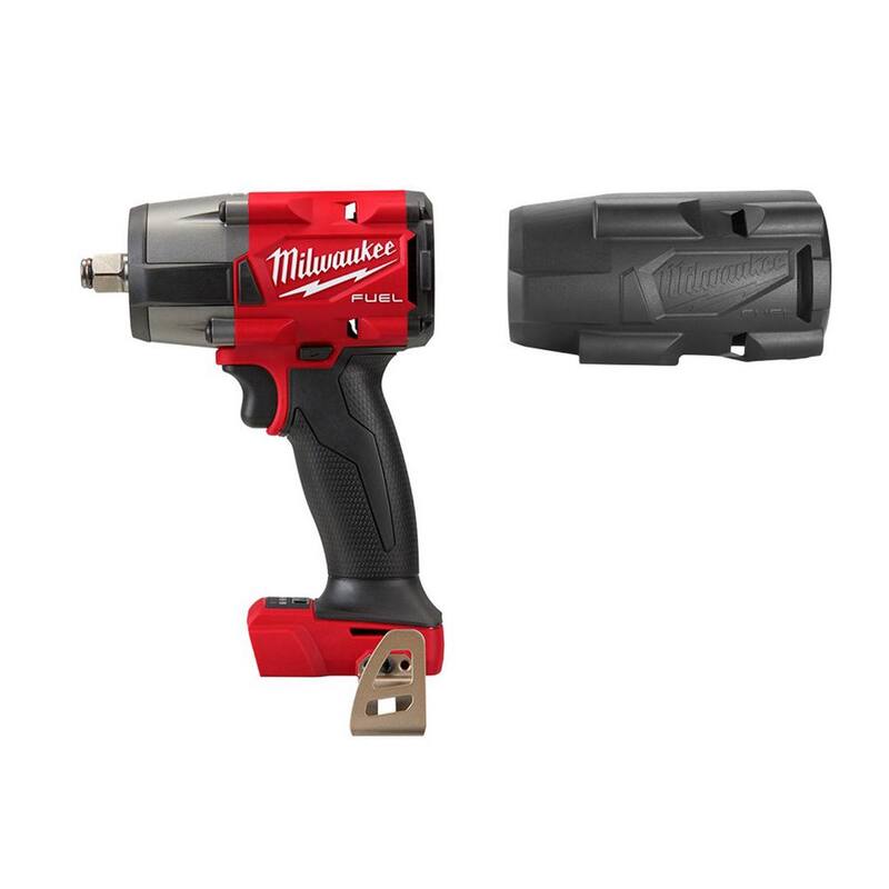 Llave de impacto inalámbrica Milwaukee M18 FUEL Gen-2 de 18V de torque medio de 1/2 pulg. con anillo de fricción y protector - 2962-20-49-16-2960