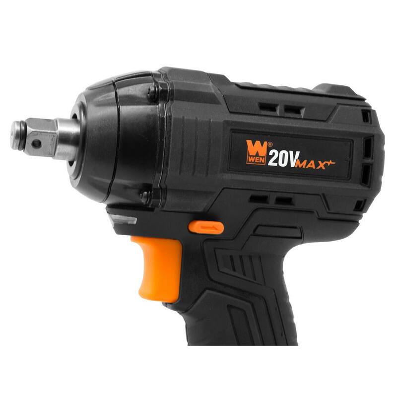 Llave de impacto inalámbrica sin escobillas WEN de 20 voltios Max con batería de iones de litio de 2.0 Ah y cargador - 20107
