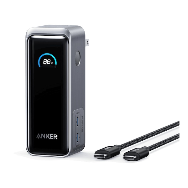 Anker Prime Power Bank 9,600 Mah With Built In Usb C Cable And Fusion Wall Charger 65w, Black - A1339111-1