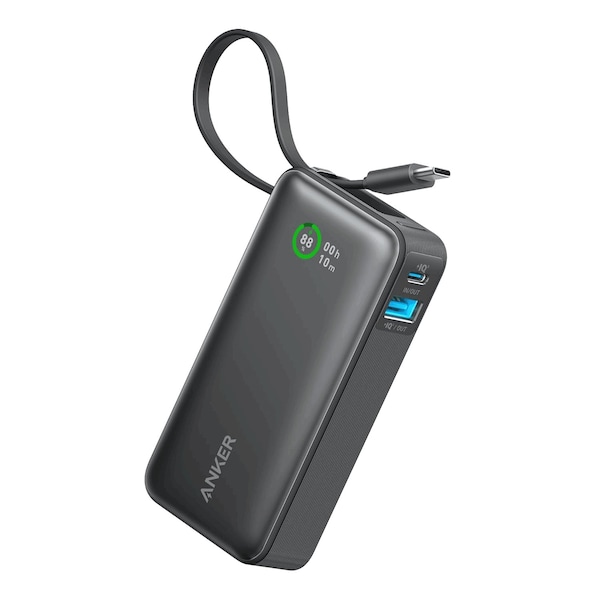 Anker Nano Power Bank 10,000 Mah 30w With Built In Usb C Cable, Black - A1259H11