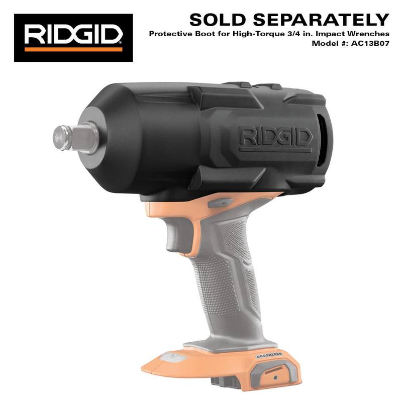 Llave de impacto inalámbrica sin escobillas de 18V y 3/4 de pulgada de alto torque de RIDGID con batería de iones de litio de 4.0 Ah GRATIS - R86312B-AC87004