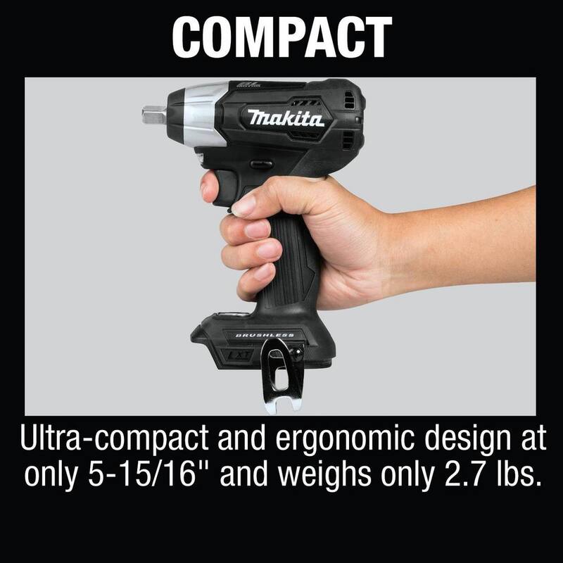 Llave de impacto inalámbrica sin escobillas de litio compacta de 18V LXT de Makita 1/2 pulg. Cuadrado (herramienta solo) - XWT13ZB