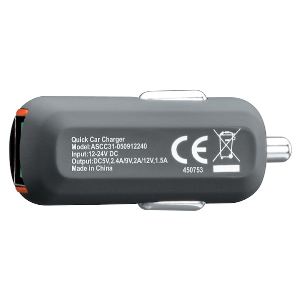 Ventev QC3.0 24W Dashport rq1300 mini USB A Car Charger, Gray - DPRQ13VPAVNV