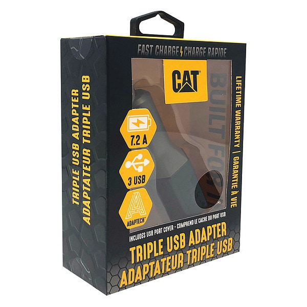 Cat USB Car Charger, Charges Up To 3 Devices - CAT-DC3USB-BLK