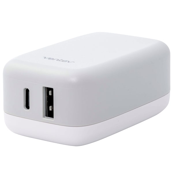 Ventev 27W Dual USB C and USB A Wall Charger, White - WC27-HD252207