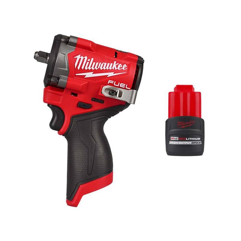 Llave de Impacto Inalámbrica Milwaukee M12 FUEL 12V de 3/8 pulgadas sin Escobillas con Batería M12 CP de Alto Rendimiento de 2.5 Ah - 2562-20-48-11-2425
