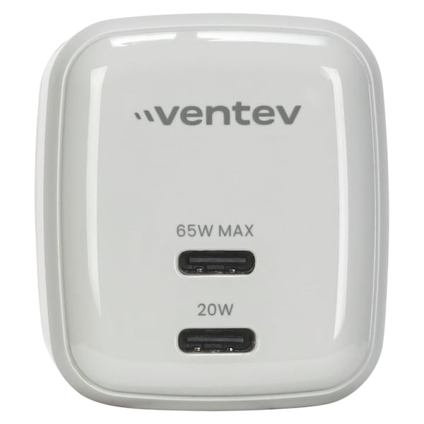 Ventev 65w Dual Usb C Gan Mini Wall Charger, White - WC65-HD262124
