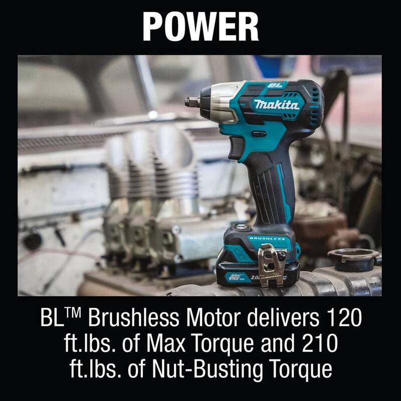 Juego de llave de impacto Makita 12V max CXT de iones de litio sin escobillas inalámbrica de 3/8 in. cuadrado (2.0 Ah) - WT05R1