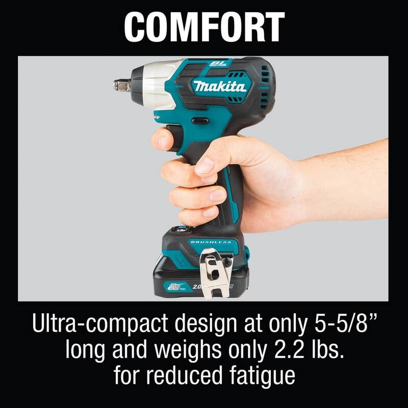 Juego de llave de impacto Makita 12V max CXT de iones de litio sin escobillas inalámbrica de 3/8 in. cuadrado (2.0 Ah) - WT05R1