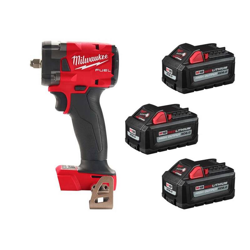 Llave de Impacto Compacta sin Escobillas Milwaukee M18 FUEL de 18V de Ion de Litio Inalámbrica de 3/8 pulg. con (3) Paquete de Batería de Alta Capacidad 6.0Ah - 2854-20-48-11-1865-48-11-1862