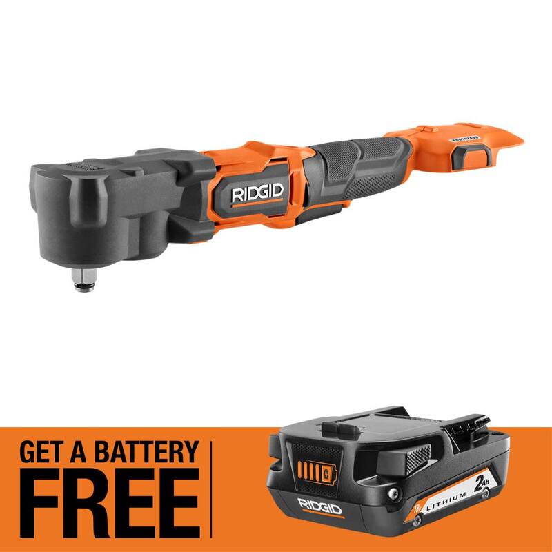 Llave de impacto angular derecha subcompacta sin escobillas de 1/2 pulg. RIDGID 18V con batería de 2.0 Ah GRATIS - R8721B-AC8400802